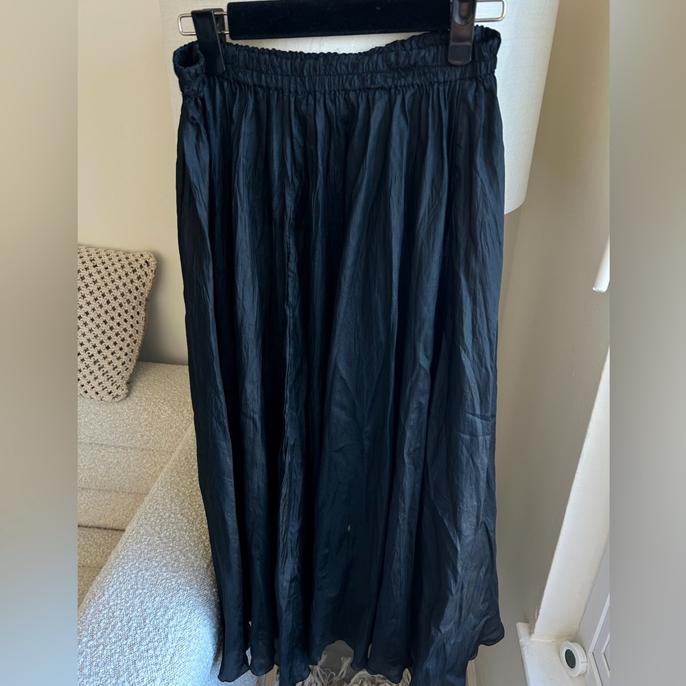 Krizia 100% silk vintage black long skirt